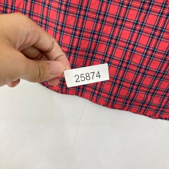 New J. Crew size 14 Red Plaid Cotton Long Sleeve Button Down Preppy Office Work - Picture 8 of 8